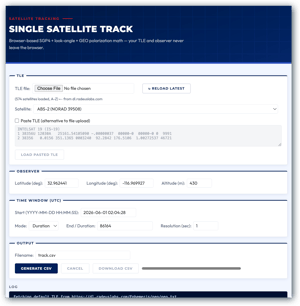 single satellite track